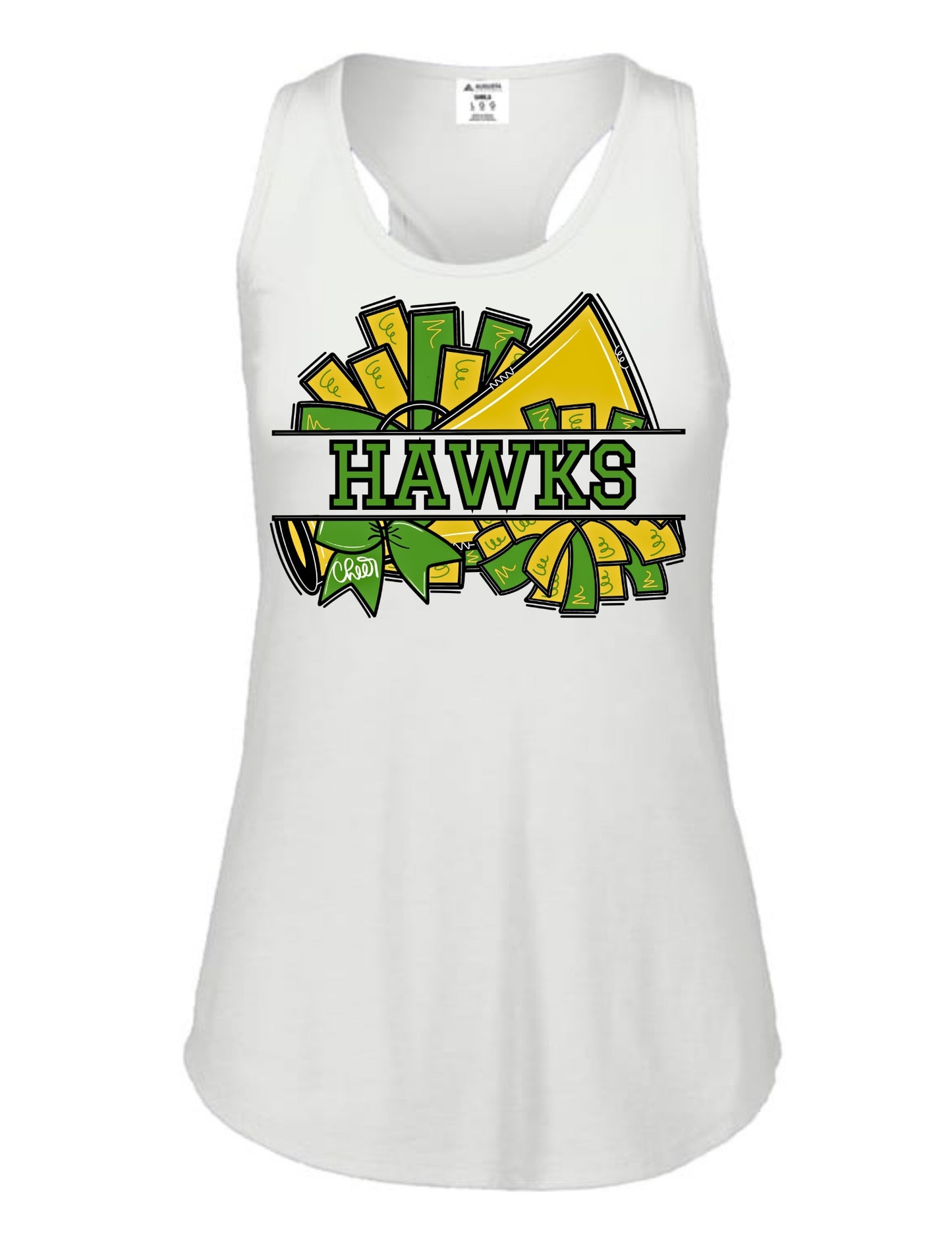 Richard Hardy Hawks Cheer Pom Racerback Tank - White