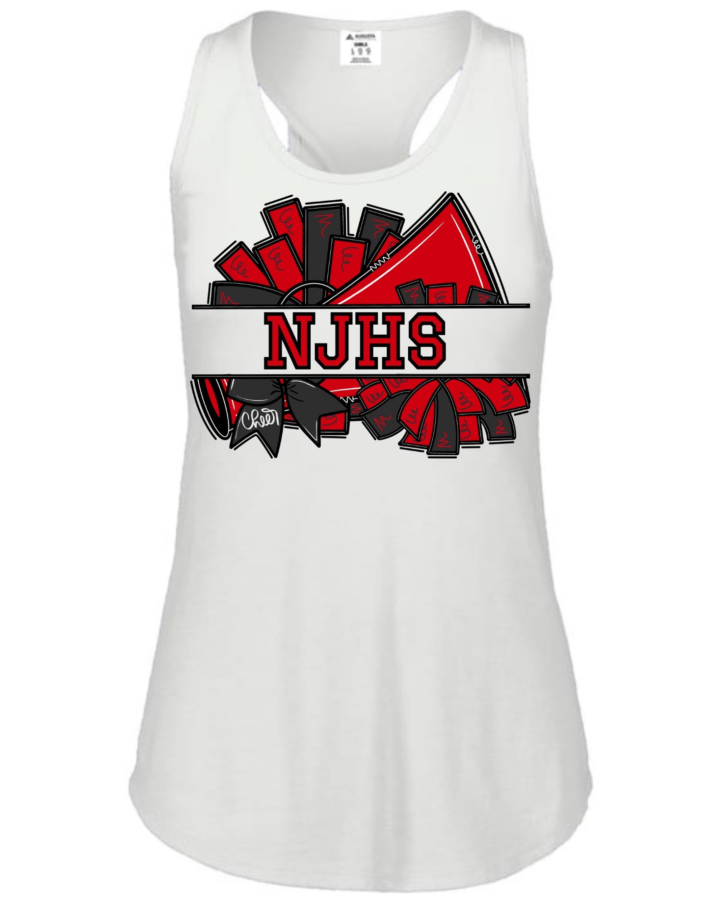 North Jackson Chiefs Cheer Pom Racerback Tank - White