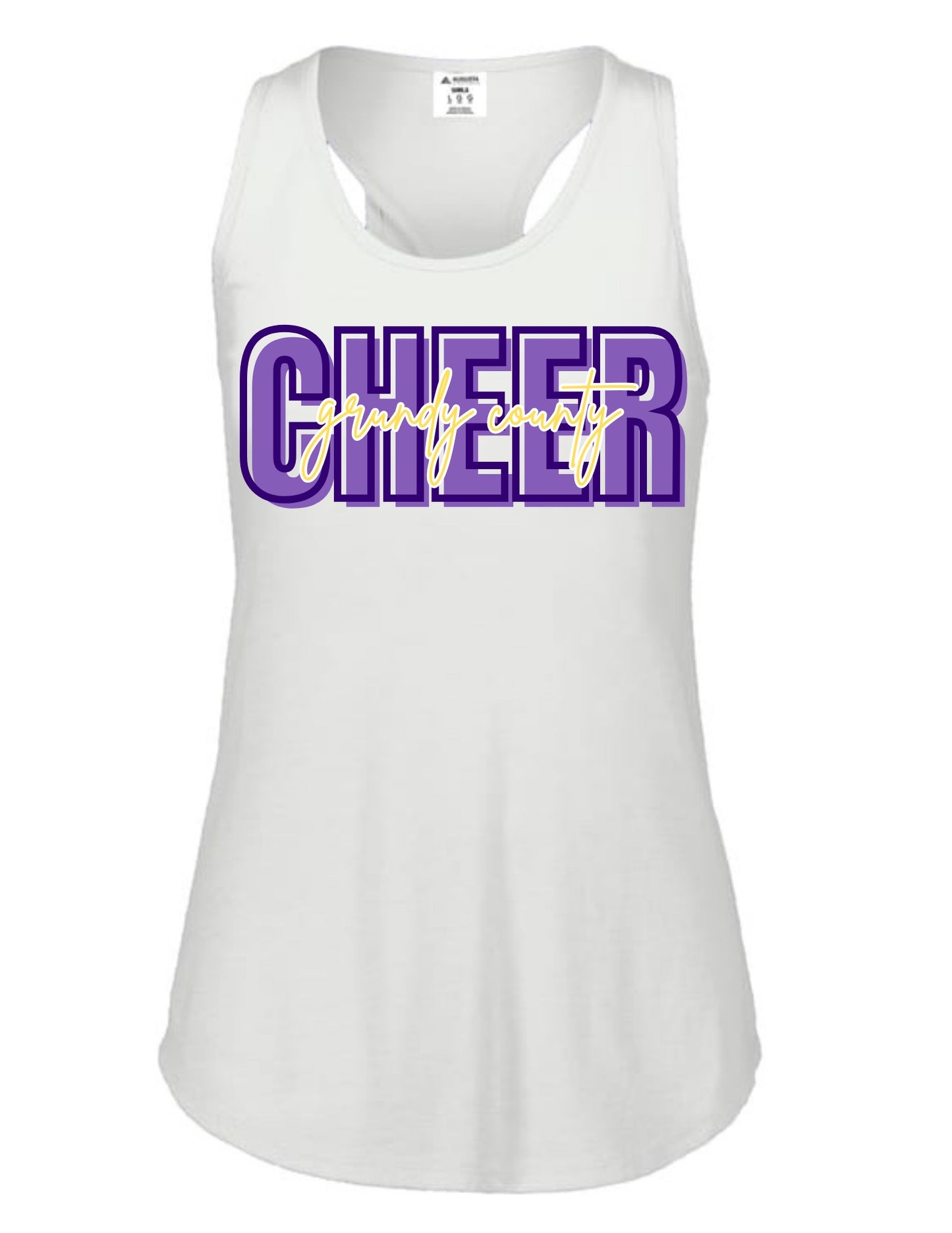 Grundy County Cheer Racerback Tank - White