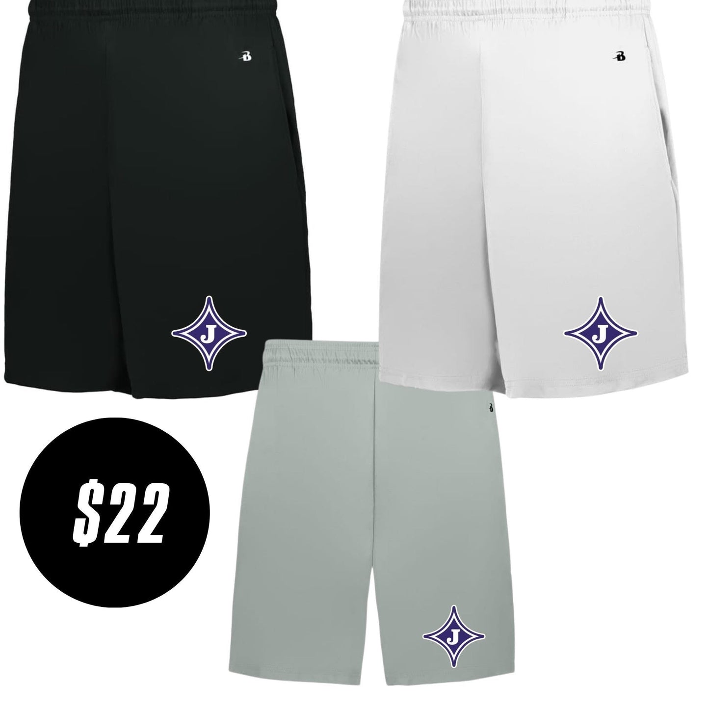 Jasper Warriors J Star Logo B Core Shorts - Black, White, Gray