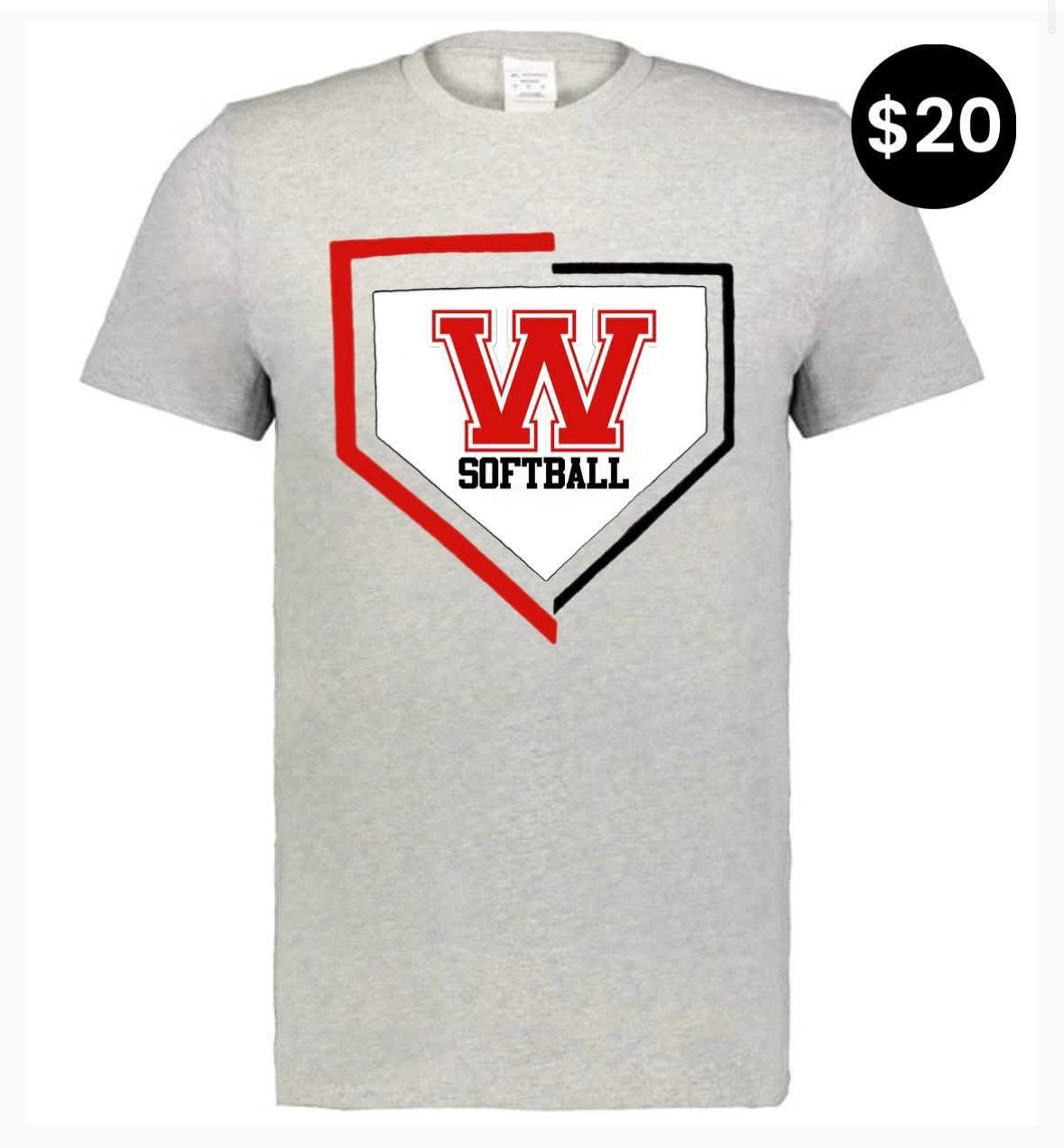 Block W Home Plate Softball Tee