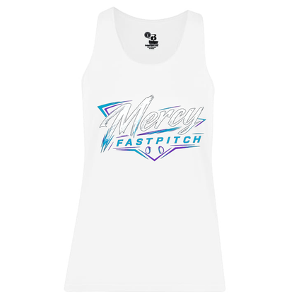 Mercy Fastpitch Tank Top White - Wordmark Design