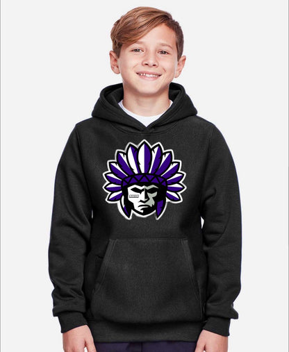 Warrior Head Youth Hooded Sweatshirt - Black