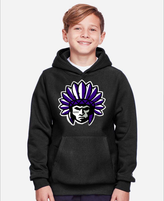Warrior Head Youth Hooded Sweatshirt - Black