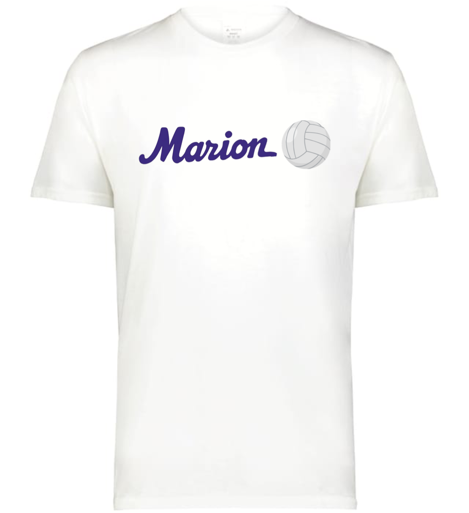 Marion Script Volleyball Tee (White)