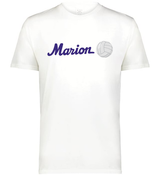 Marion Script Volleyball Tee (White)