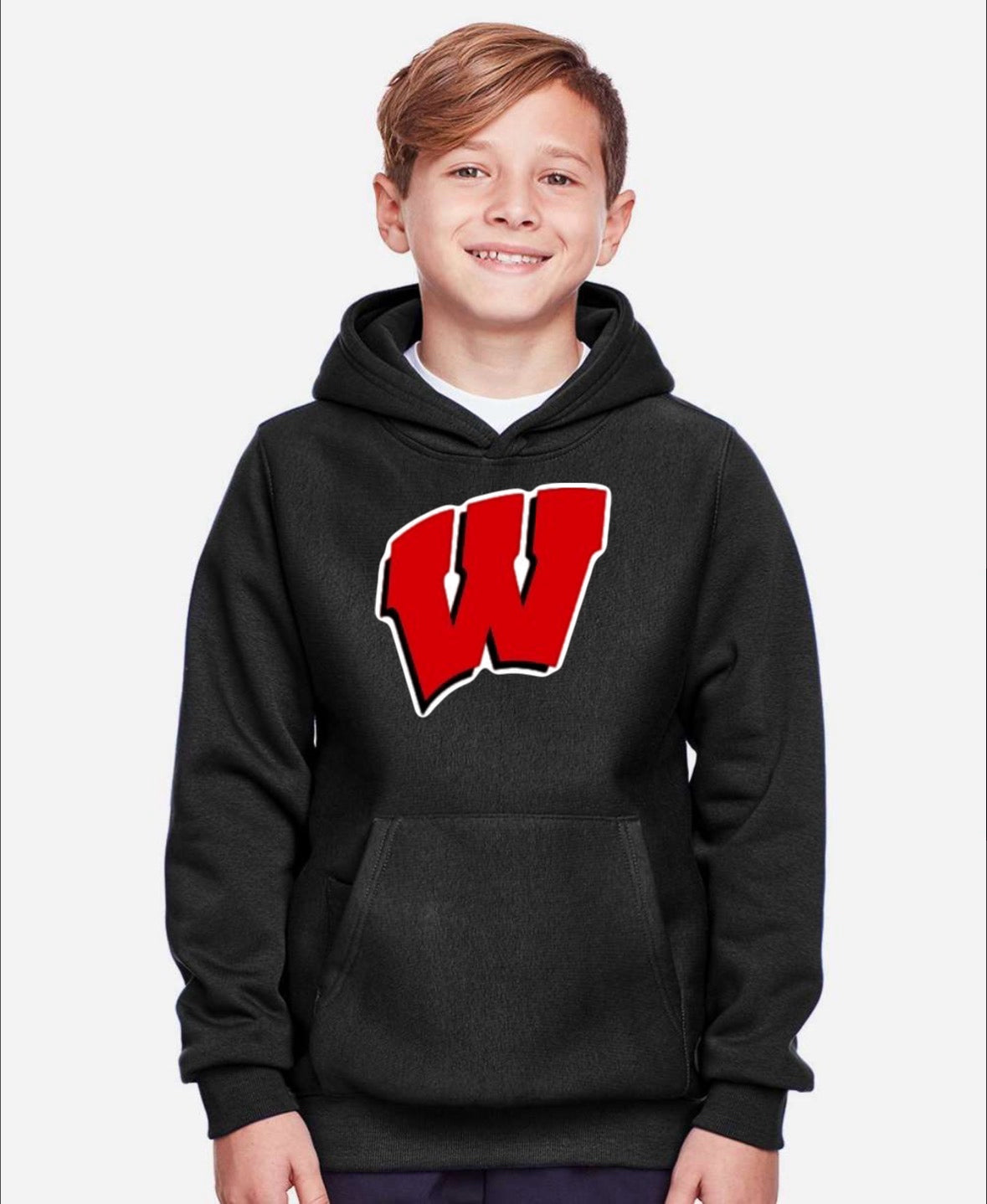 Youth Whitwell Script W Hooded Sweatshirt - Dark Heather