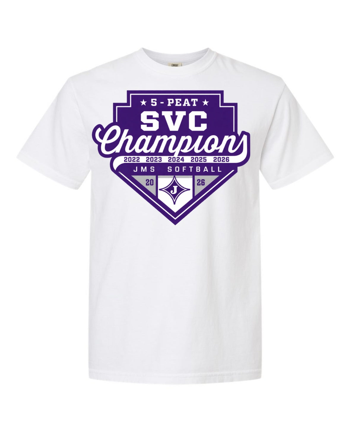 Gray Jasper Middle School Softball 5-Peat SVC Champions hooded sweatshirt