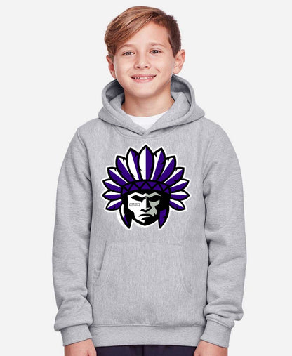 Warrior Head Youth Hooded Sweatshirt - Sport Grey