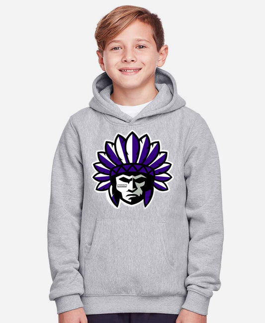 Warrior Head Youth Hooded Sweatshirt - Sport Grey