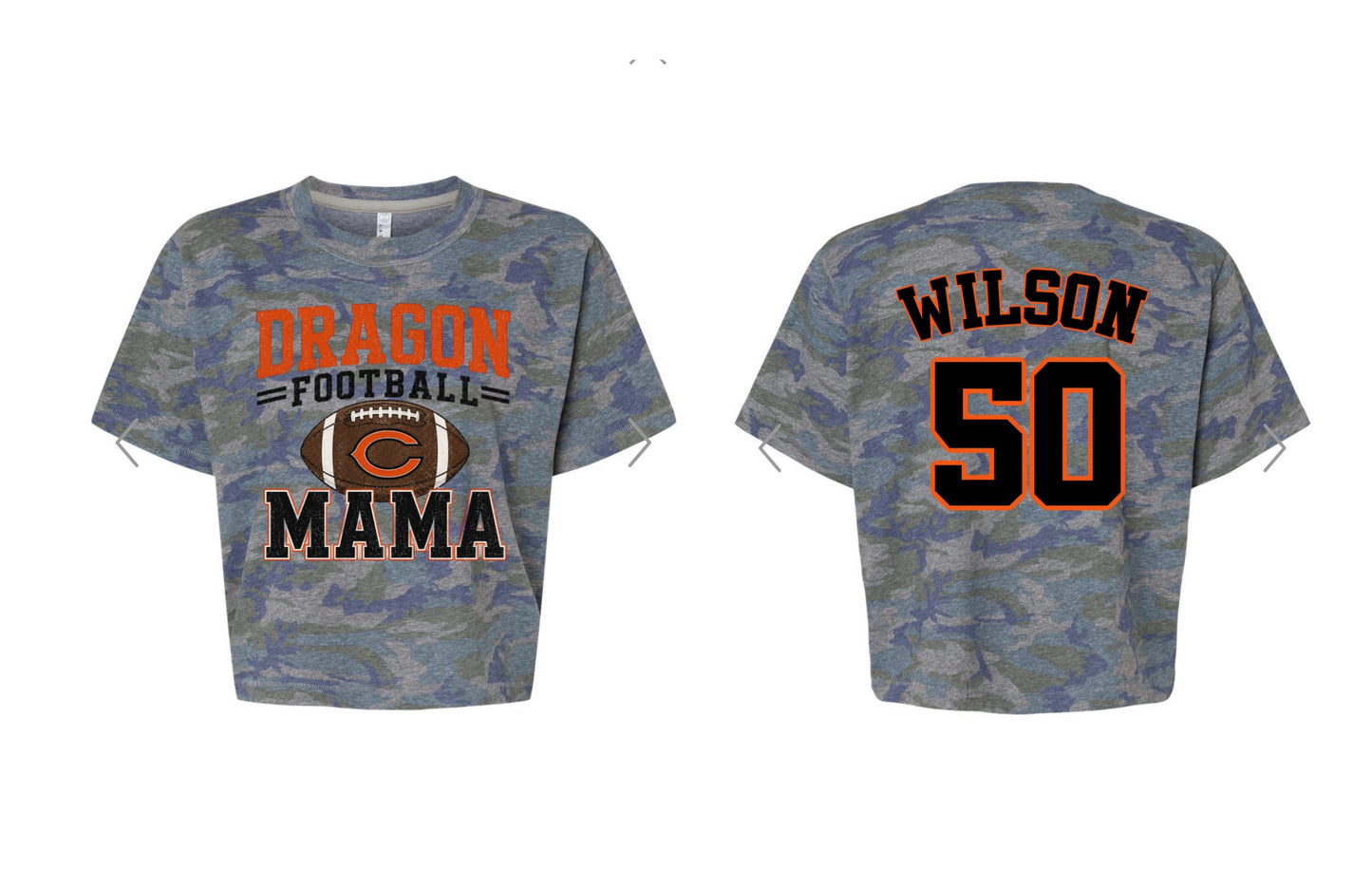 Dragon Football Mama Camo Crop Tee