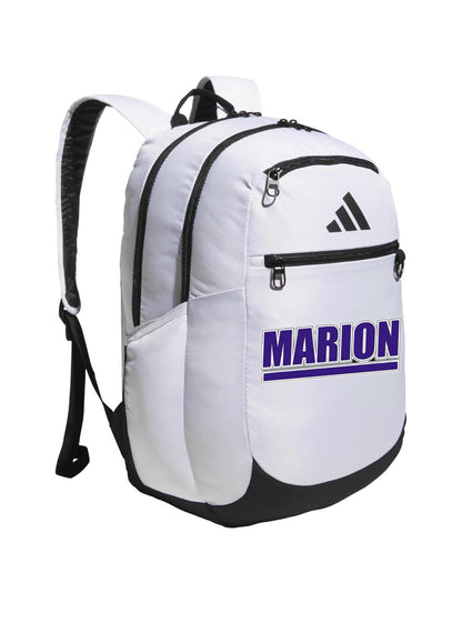 Marion County White Adidas Striker 3 Backpack - MC Interlocking Logo