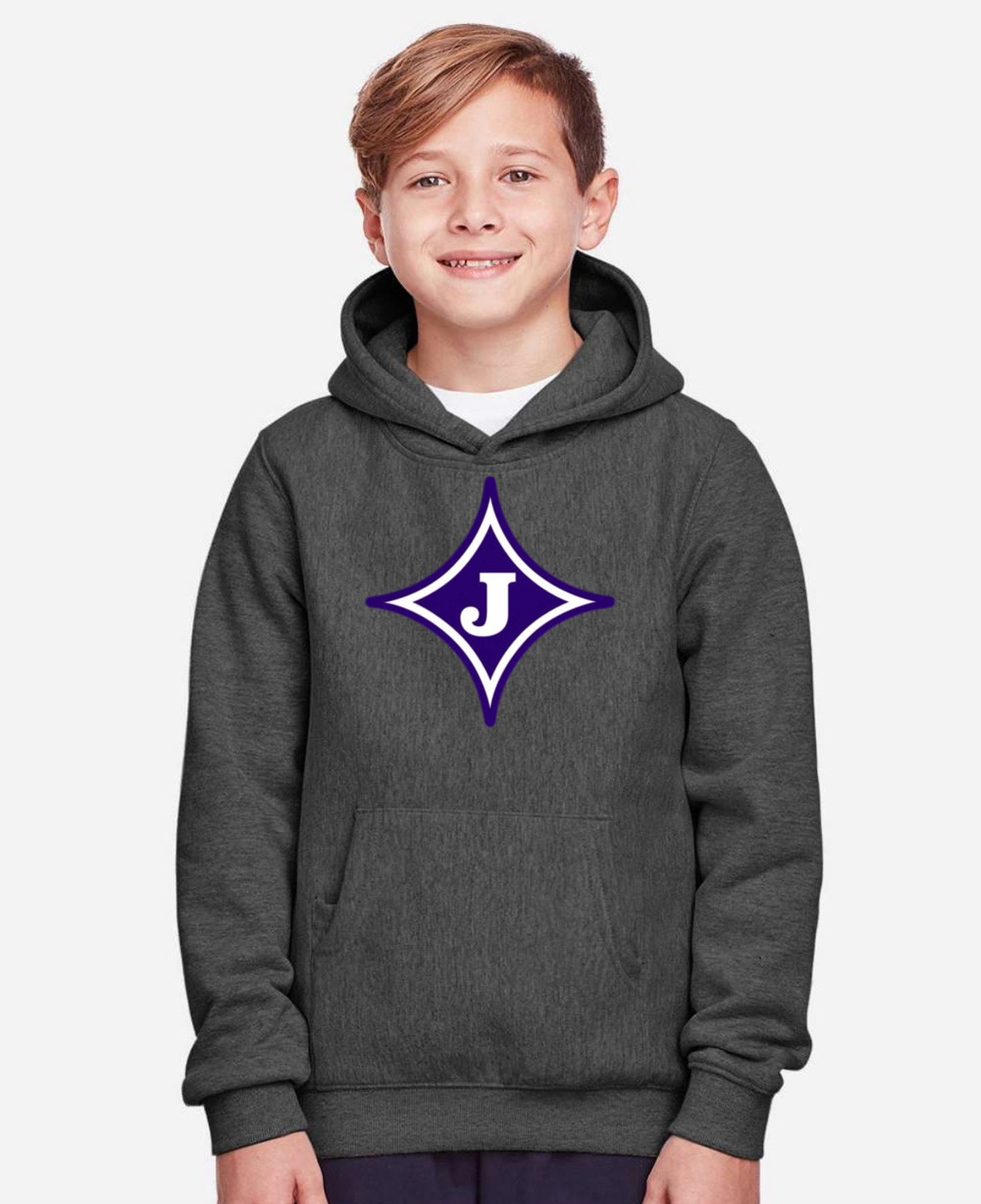 Youth Jasper Middle J Star Hooded Sweatshirt - Dark Heather