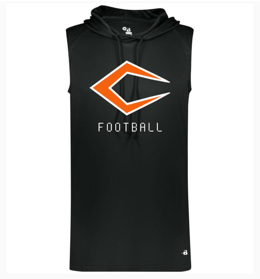 Clinton Dragons Football Sleeveless Hoodie - Black
