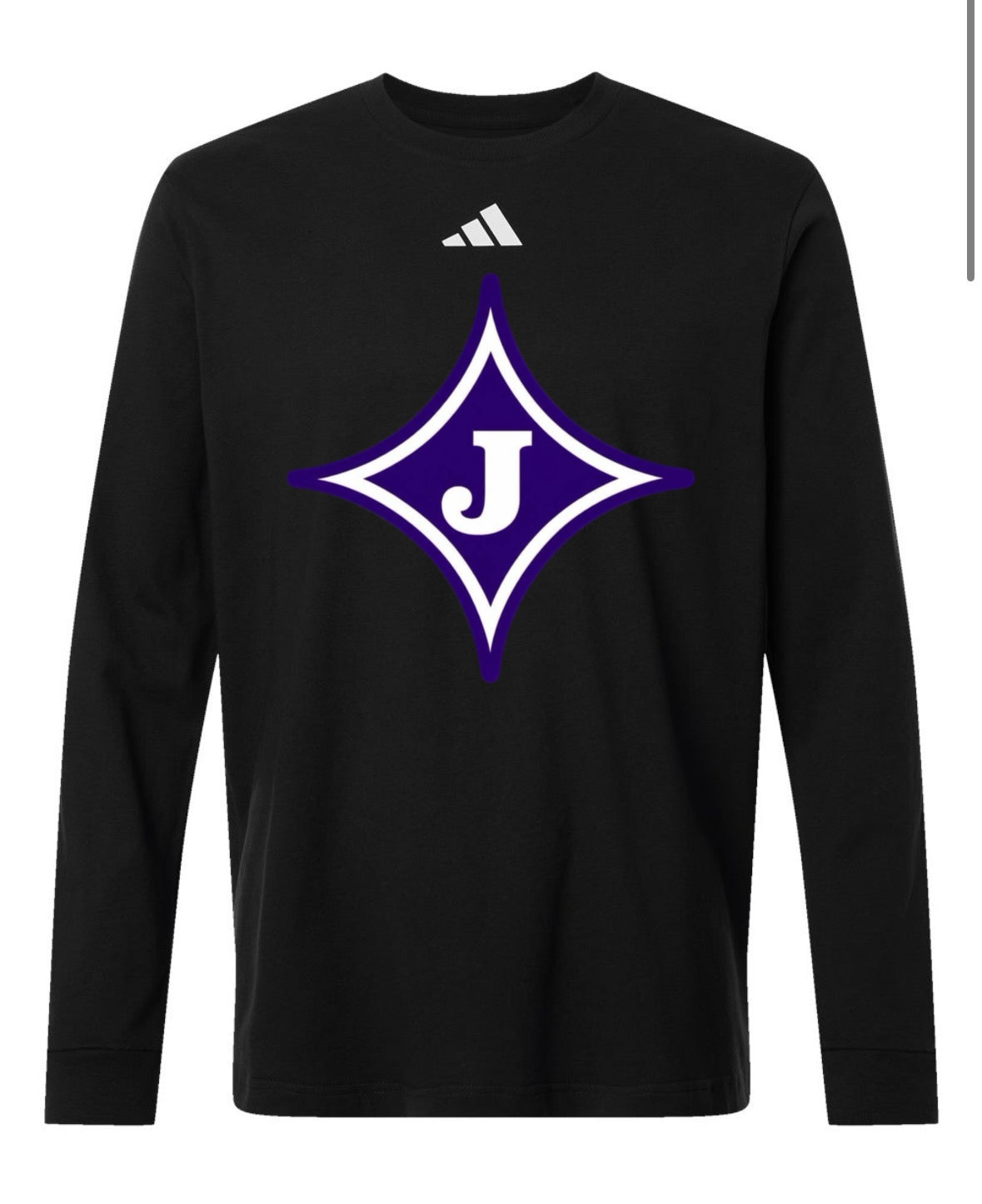 Gray JMS Adidas Fresh Long Sleeve Shirt with purple and white J graphic