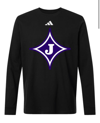 Gray JMS Adidas Fresh Long Sleeve Shirt with purple and white J graphic