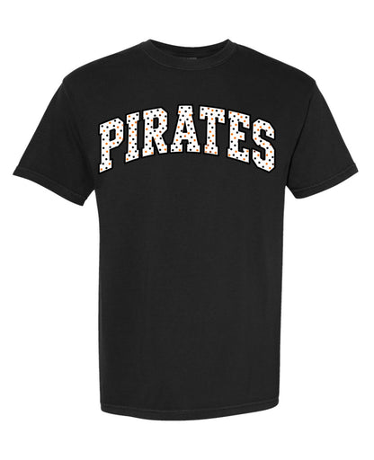 Comfort Colors Pirates Arch Tee - Black with Orange/White Print