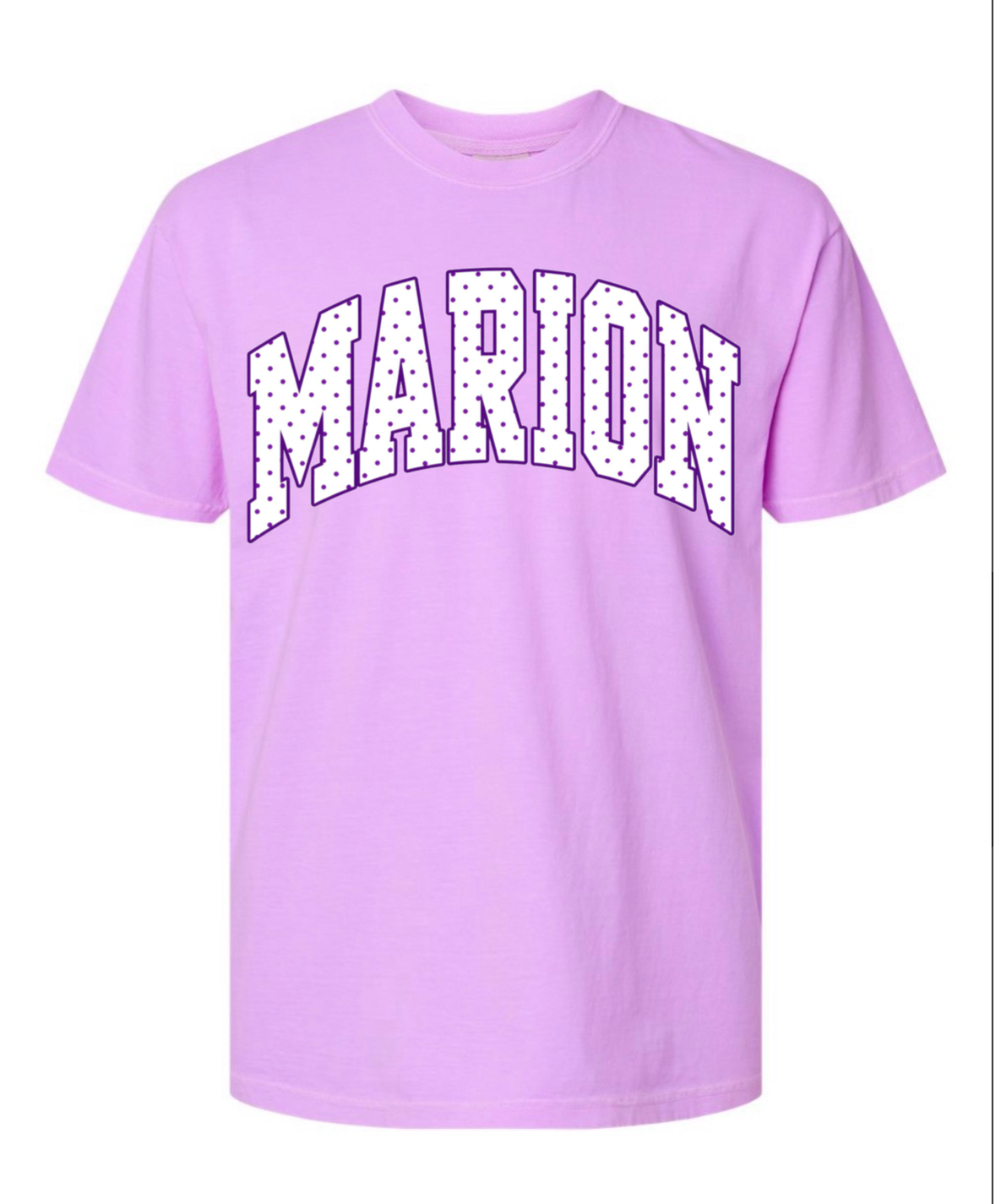 Comfort Colors Marion Arch Tee - Orchid with White/Purple Print