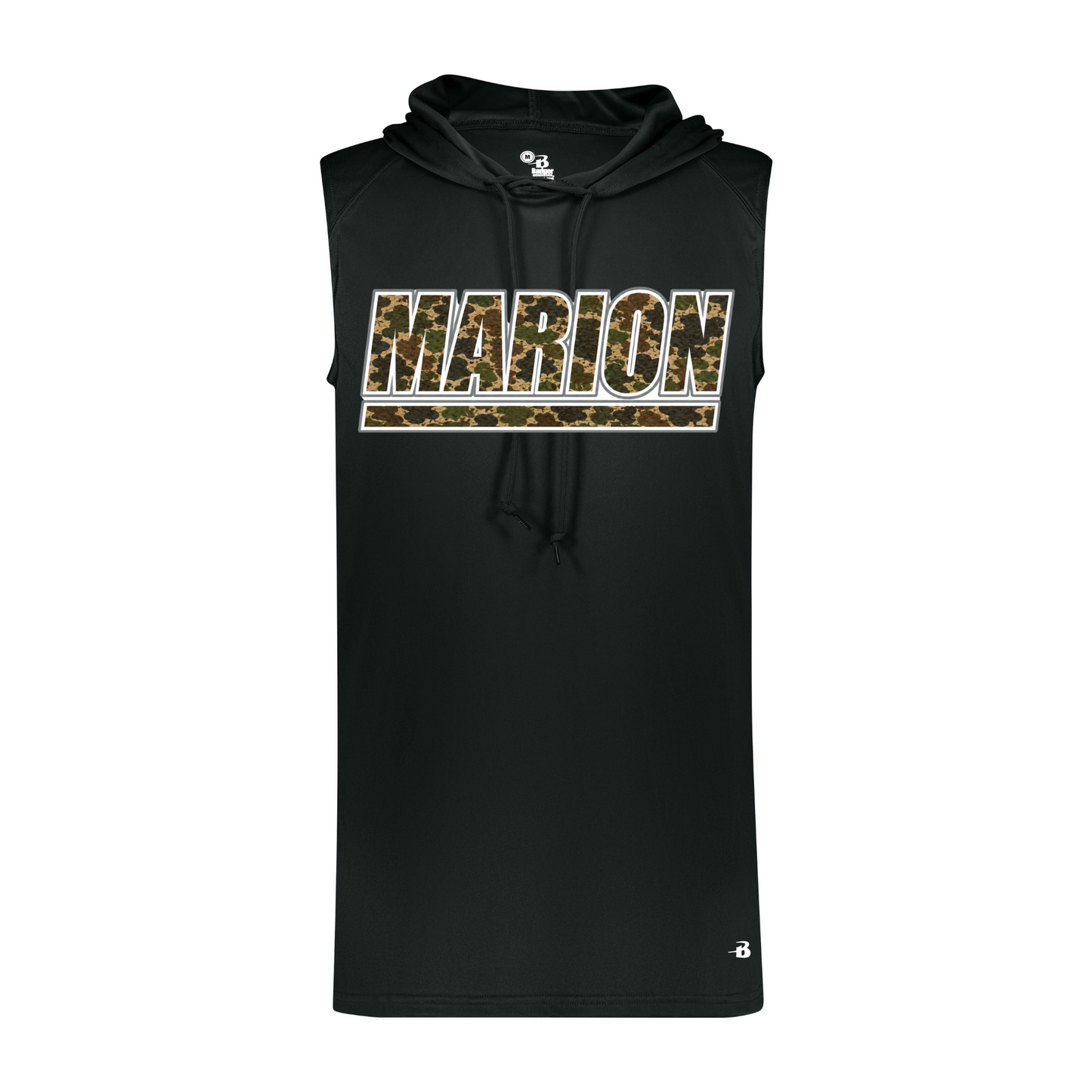 Marion Duck Camo Sleeveless Hoodie - Black