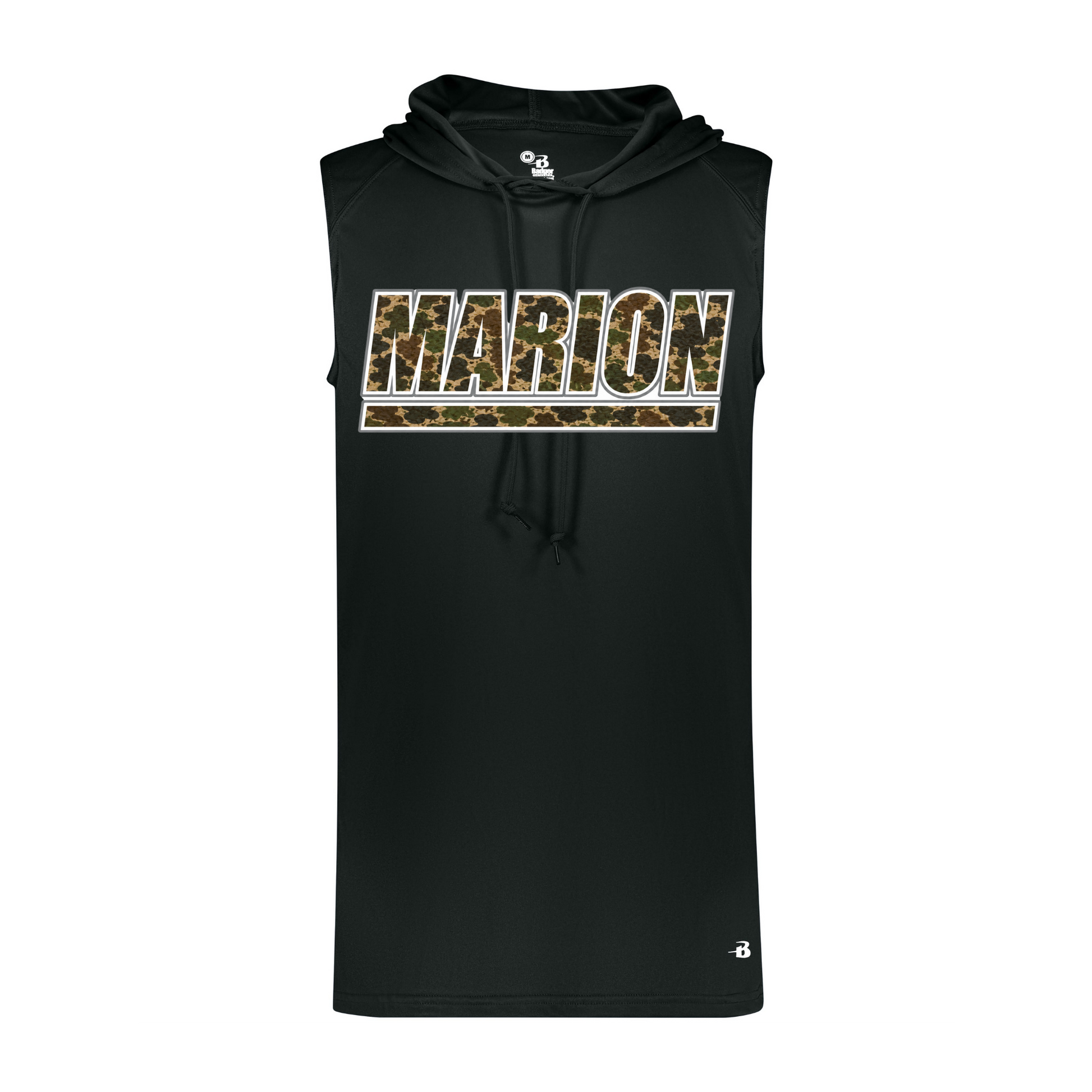 Marion Duck Camo Sleeveless Hoodie - Black