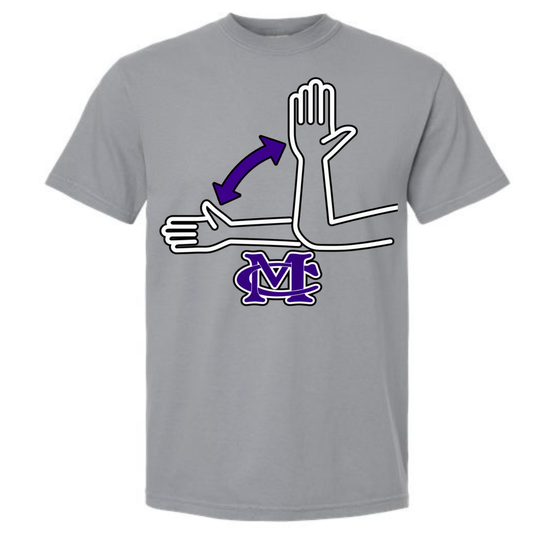 Gray Marion County Chop Tee with hand-and-arm graphic