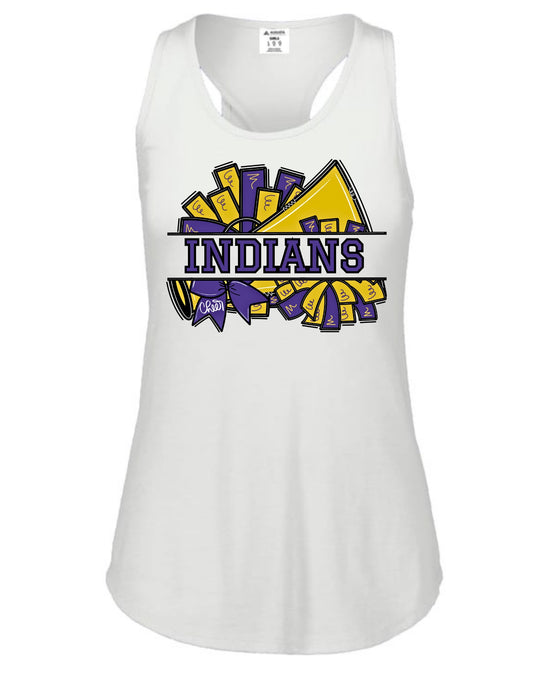 Sequatchie County Indians Cheer Pom Racerback Tank - White
