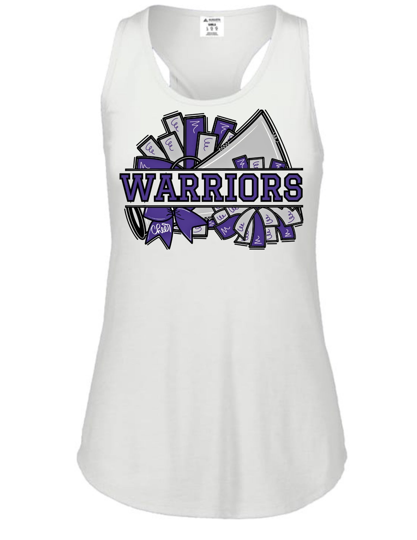 Jasper Warriors Cheer Pom Racerback Tank - White
