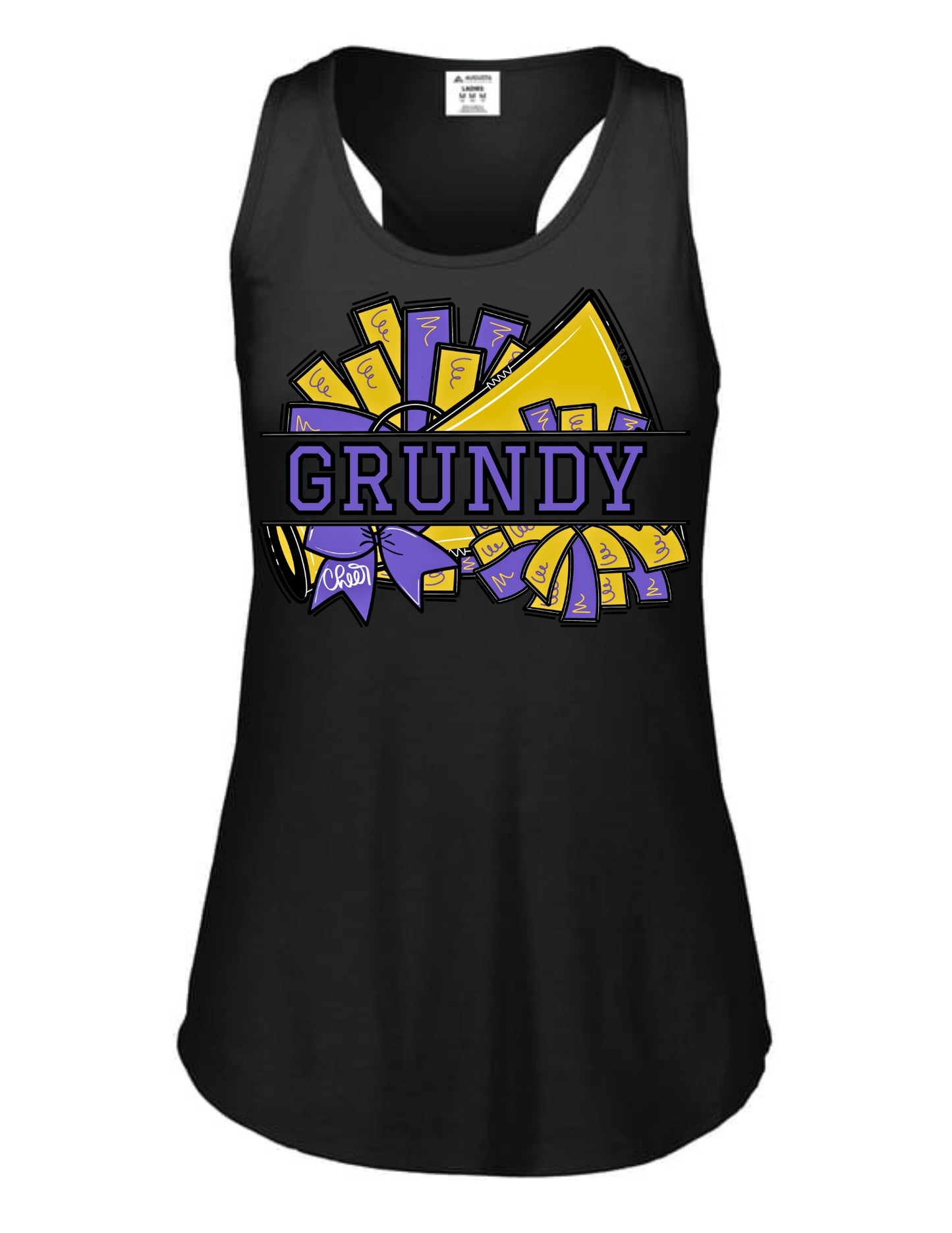 Grundy County Yellowjackets Cheer Pom Racerback Tank - Black