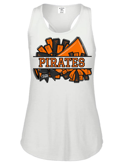 South Pittsburg Pirates Cheer Pom Racerback Tank - White