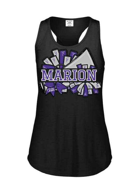 Marion Warriors Cheer Pom Racerback Tank - Black