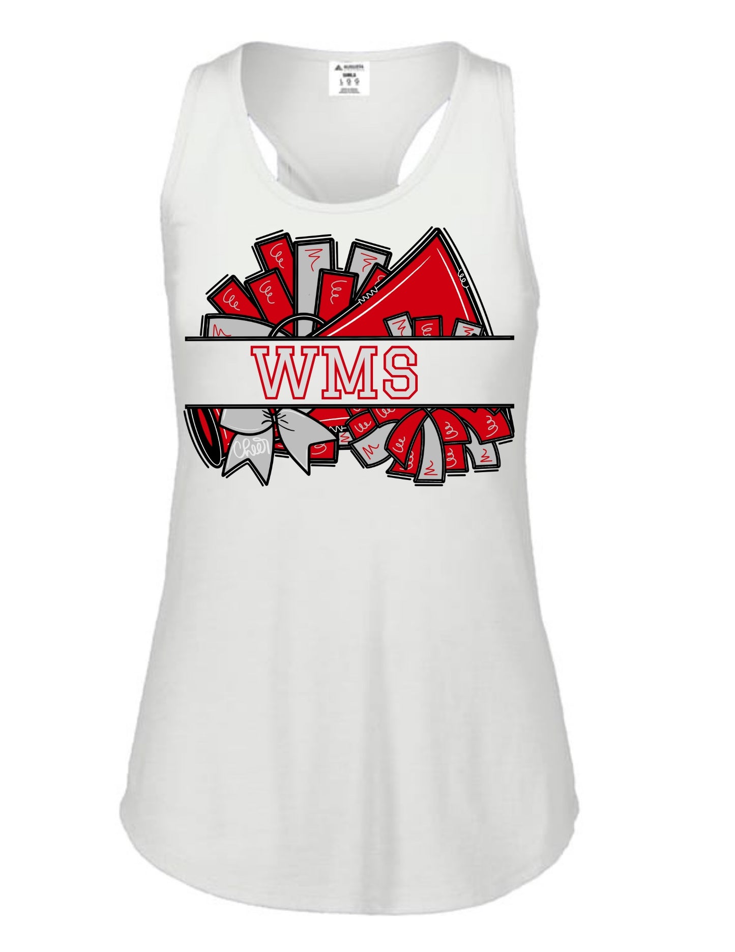 Whitwell Middle School WMS Cheer Pom Racerback Tank - White