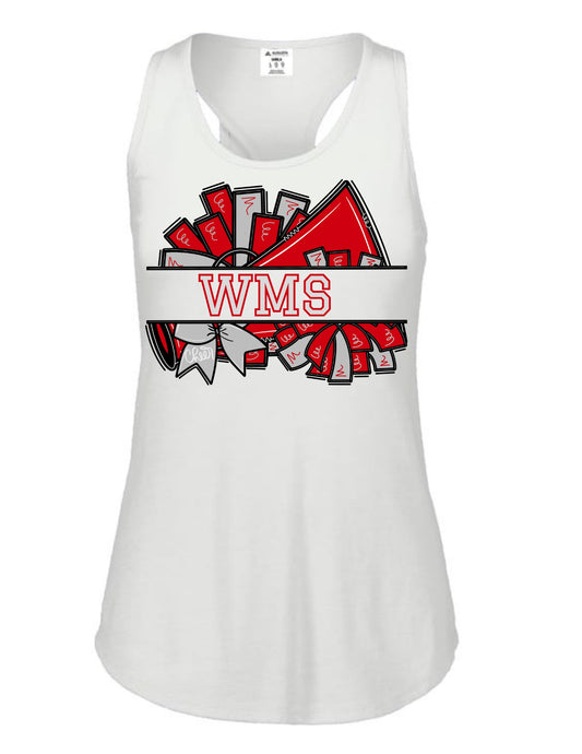 Whitwell Middle School WMS Cheer Pom Racerback Tank - White