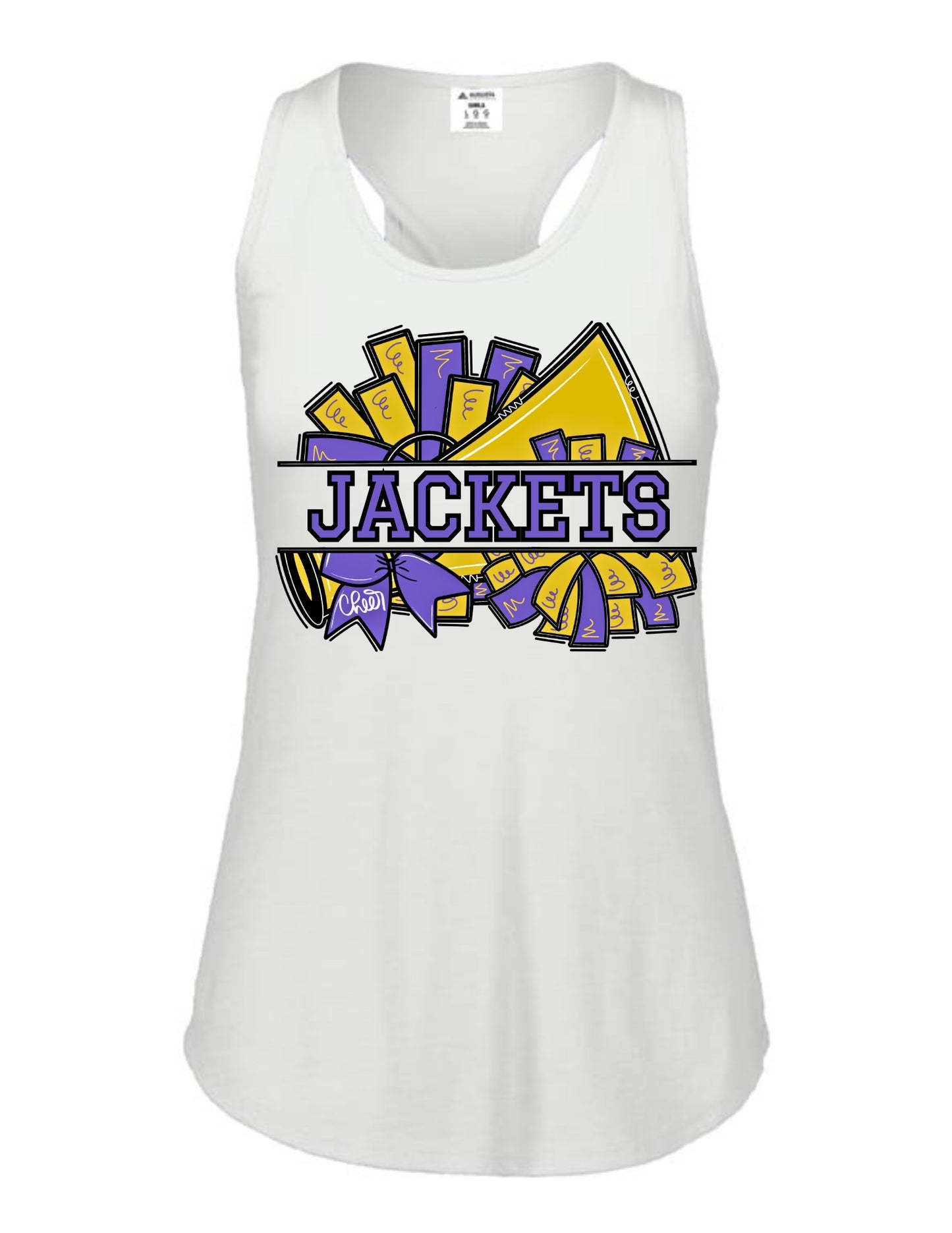 Grundy County Jackets Cheer Pom Racerback Tank - White