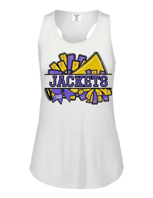 Grundy County Jackets Cheer Pom Racerback Tank - White