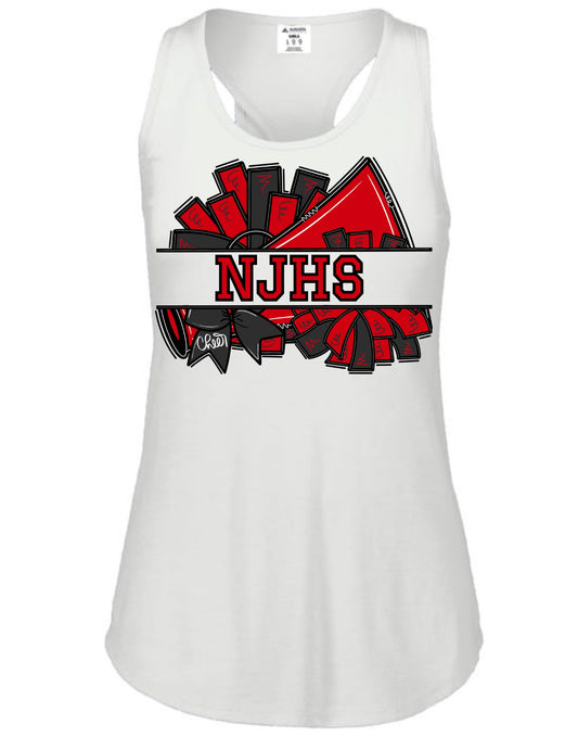 North Jackson Chiefs Cheer Pom Racerback Tank - White
