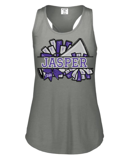 Jasper Warriors Cheer Pom Racerback Tank - Gray