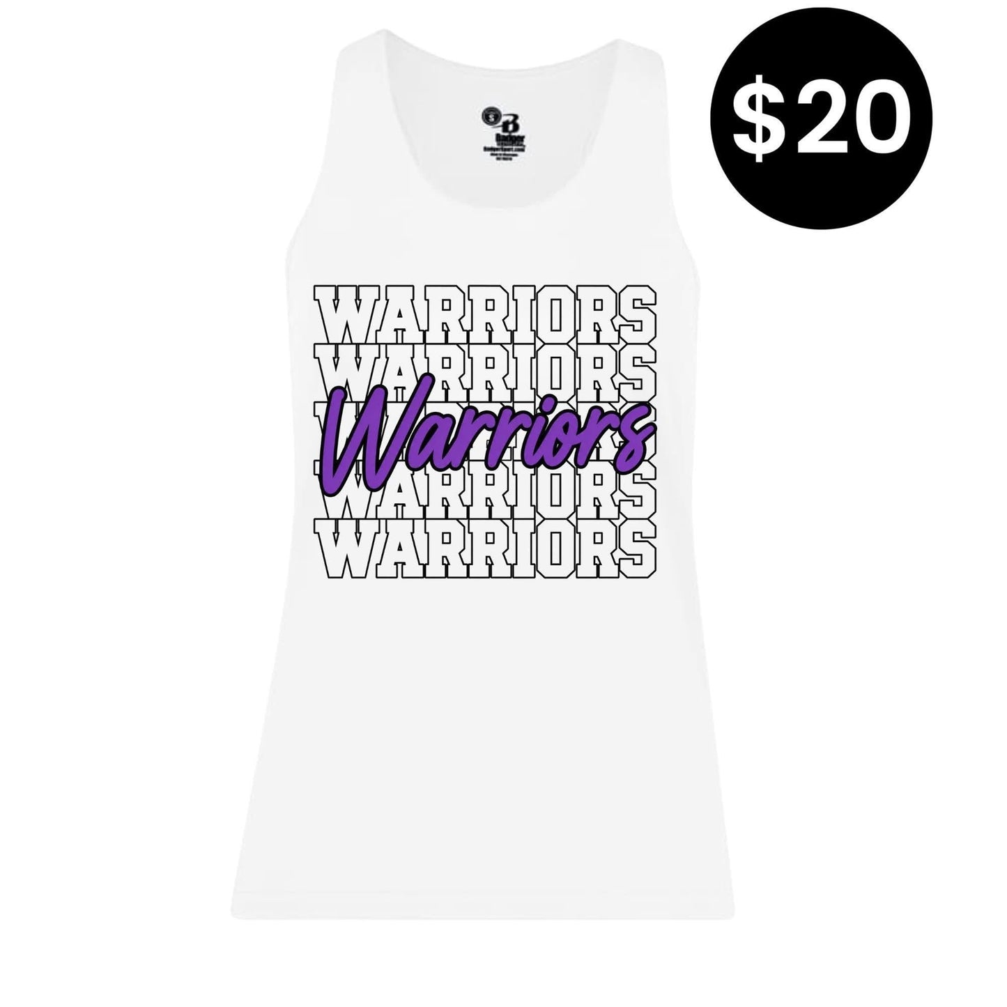 Marion Warriors Stacked Racerback Tank - White