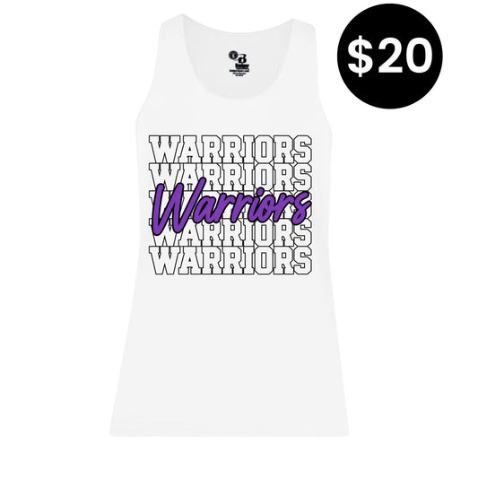 Marion Warriors Stacked Racerback Tank - White