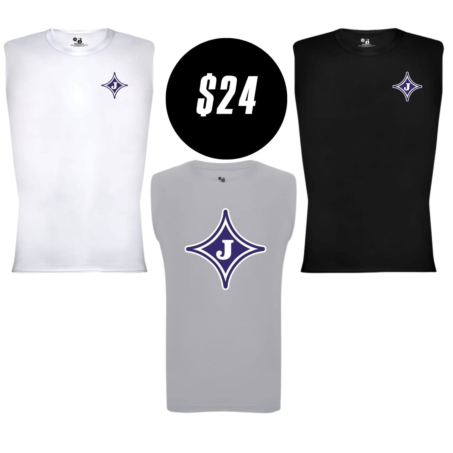 Jasper Warriors J Logo Sleeveless Shirt - White, Gray, Black