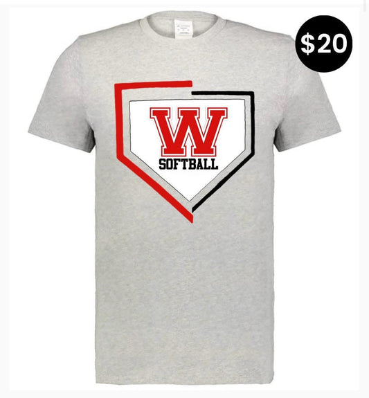 Block W Home Plate Softball Tee