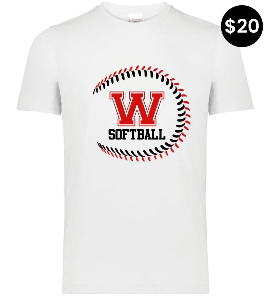 Whitwell Tigers Softball Lace Tee - Block W