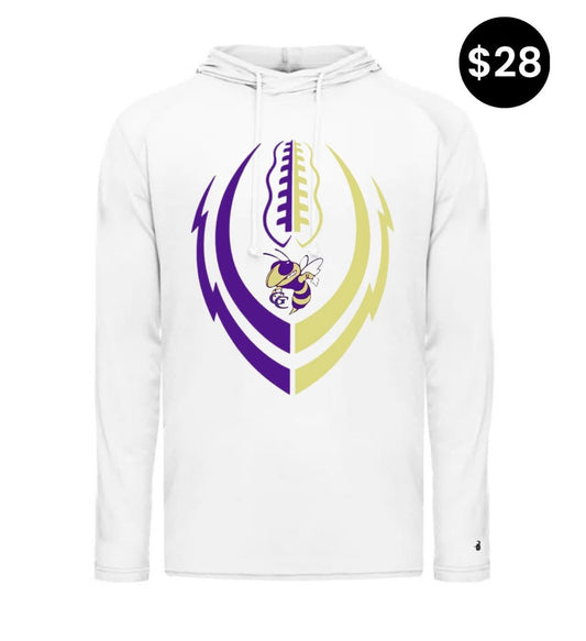 Grundy County Jackets Football Hooded Long Sleeve in White