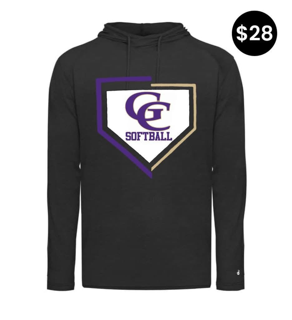 Grundy County GC Softball Hooded Long Sleeve in Black