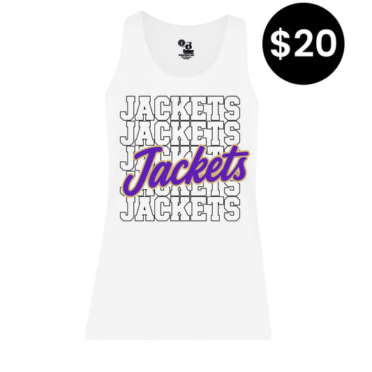 Grundy County Jackets Tank Top with stacked graphic and purple script