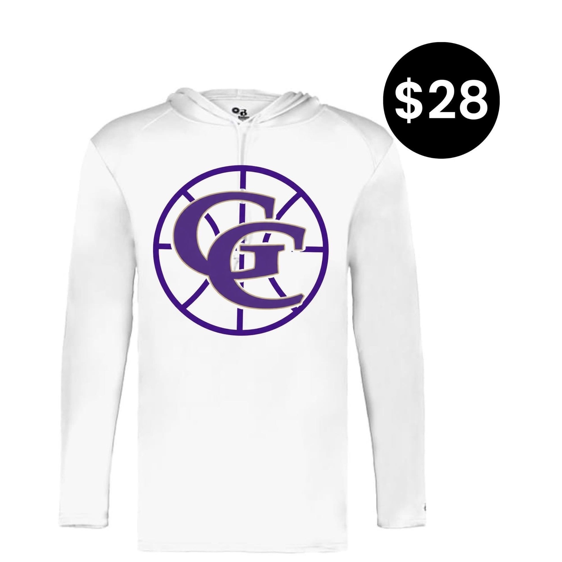 Grundy County GC Basketball Hooded Long Sleeve in White
