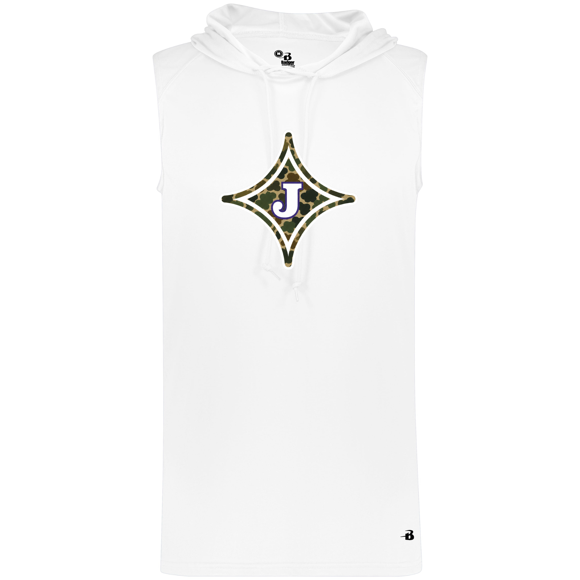 Jasper Camo Star Sleeveless Hoodie - White