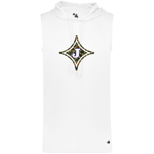 Jasper Camo Star Sleeveless Hoodie - White