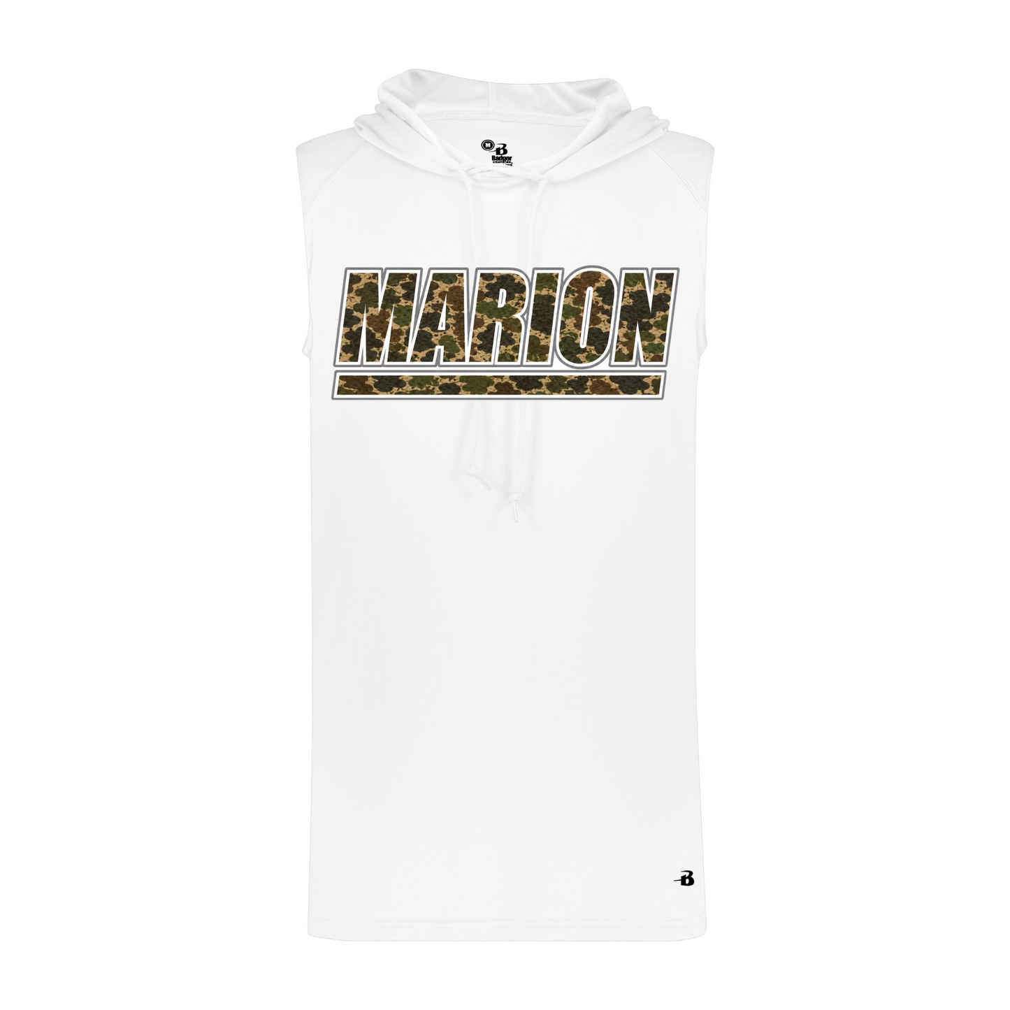 Marion Duck Camo Sleeveless Hoodie - White