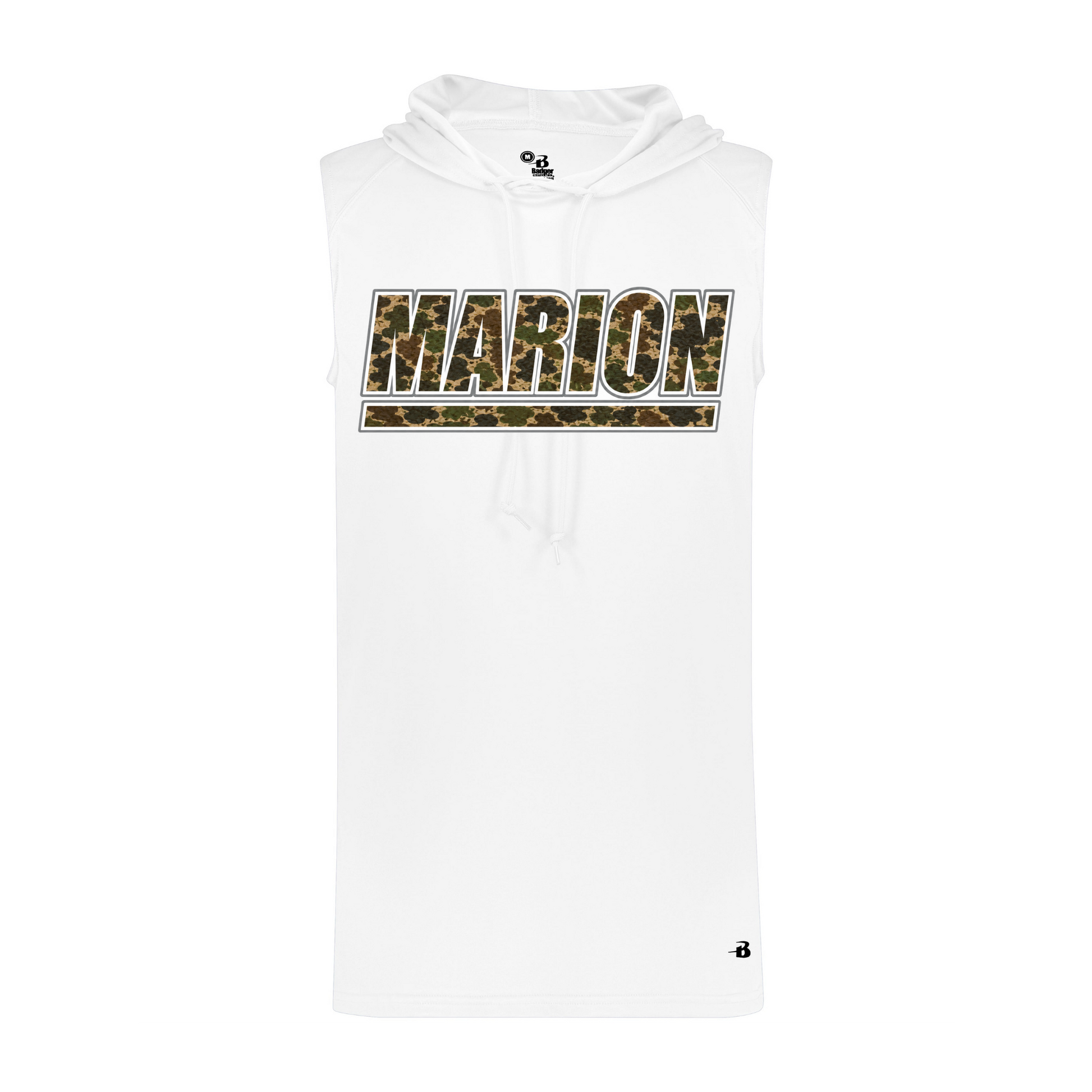 Marion Duck Camo Sleeveless Hoodie - White
