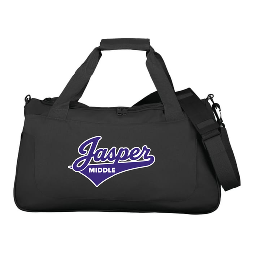 Jasper Middle Duffel Bag - Black with purple Jasper script logo